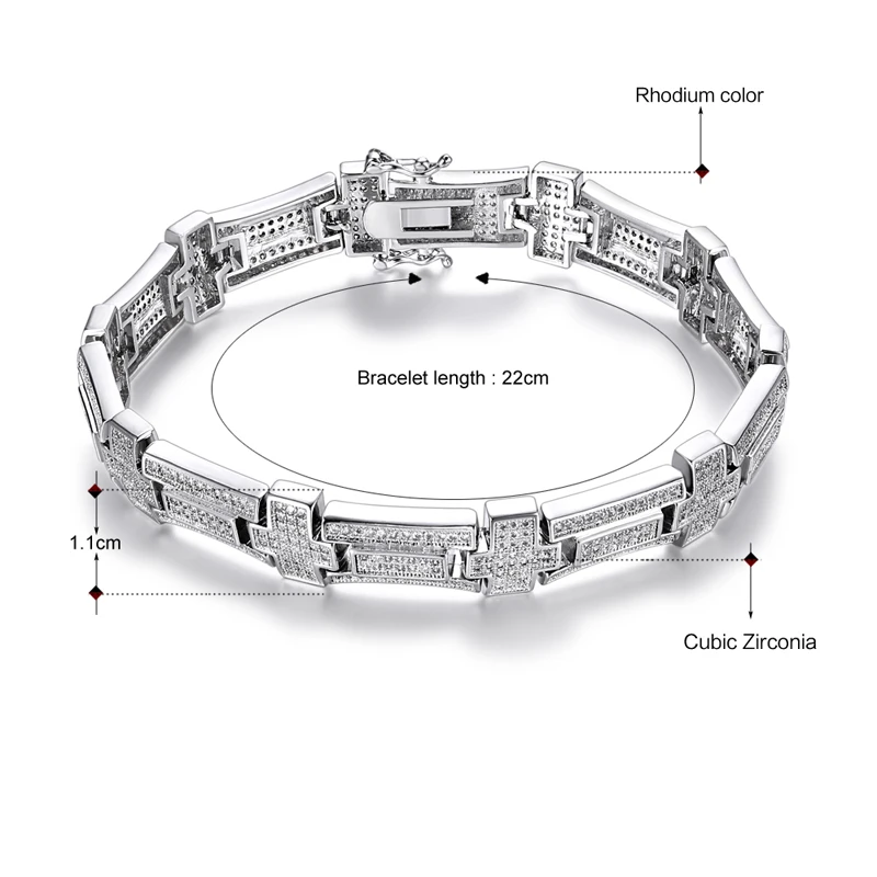 

New style luxury Bracelet for women white gold color setting AAA cz bracelet long chain fashion jewelry Free drop shipping