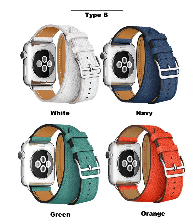 Новый ремешок для часов Apple Watch из натуральной кожи двойной Series 1 2 3 iWatch Herme