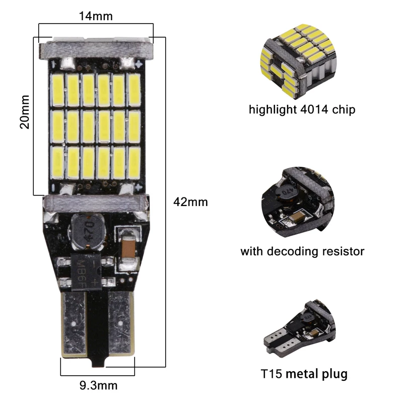 Katur 2 шт. супер яркий T15 T16 W16W 921 45 SMD СВЕТОДИОДНЫЙ Автомобильный Canbus маркер лампы для