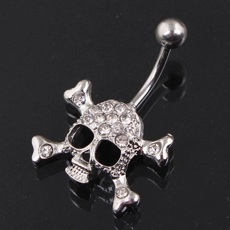 New Arrival Skeleton Belly Button Ring High CZ Stainless Steel Navel Body Piercing Jewelry For Sexy Women |