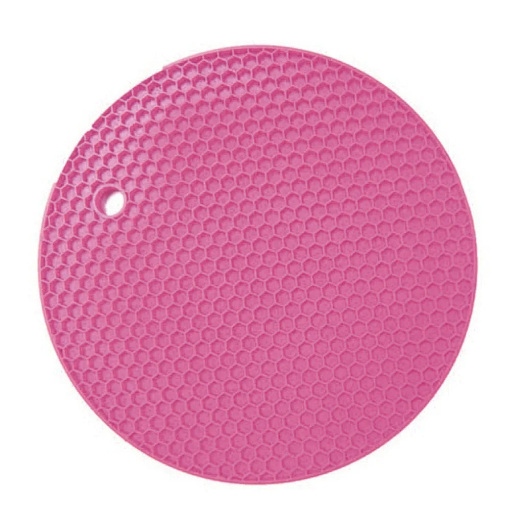 pink 18 см прочный круглый силиконовый нескользящий жаростойкий коврик подстилка подставка для горшка кухонные аксессуары коврик для стола - Цвет: pink