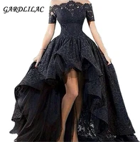 new off the shoulder schadenfreude hi lo prom dress lace short sleeve evening dress 2021 high low mother wedding party gowns