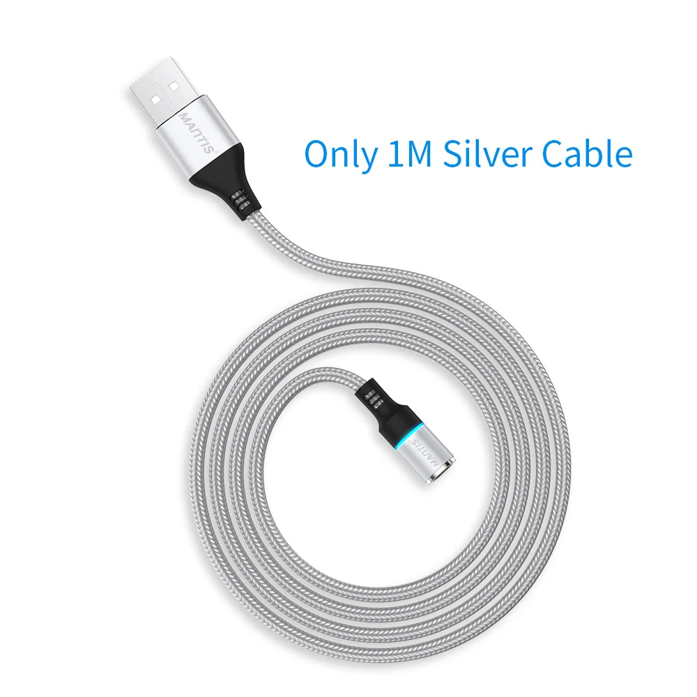 CableSilver MANTIS 3A Магнитный зарядный Micro Usb кабель для samsung S7 провод для быстрой зарядки Магнитный кабель huawei Xiaomi Redmi 4X Note 4 5 - Цвет: CableSilver