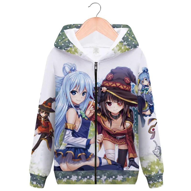 KonoSuba Божье благословение на этот чудесный мир Megumin Aqua куртка с капюшоном косплейный костюм с капюшоном Толстовка в уличном стиле
