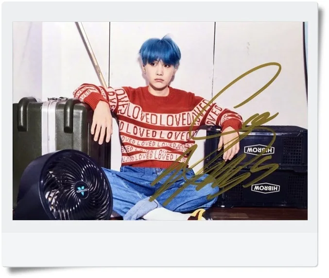 Подписанный Bangtan Boys SUGA фото с автографом LOVE YOURSELF 4*6 дюймов Бесплатная доставка