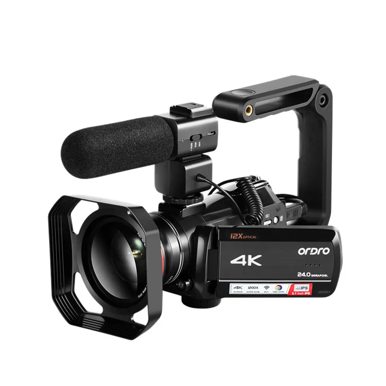 Bundle B ORDRO AC5 видеокамера 4k Цифровая видеокамера WiFi 12X оптический зум профессиональная запись Камара с широкоугольным объективом микрофон - Цвет: Bundle B