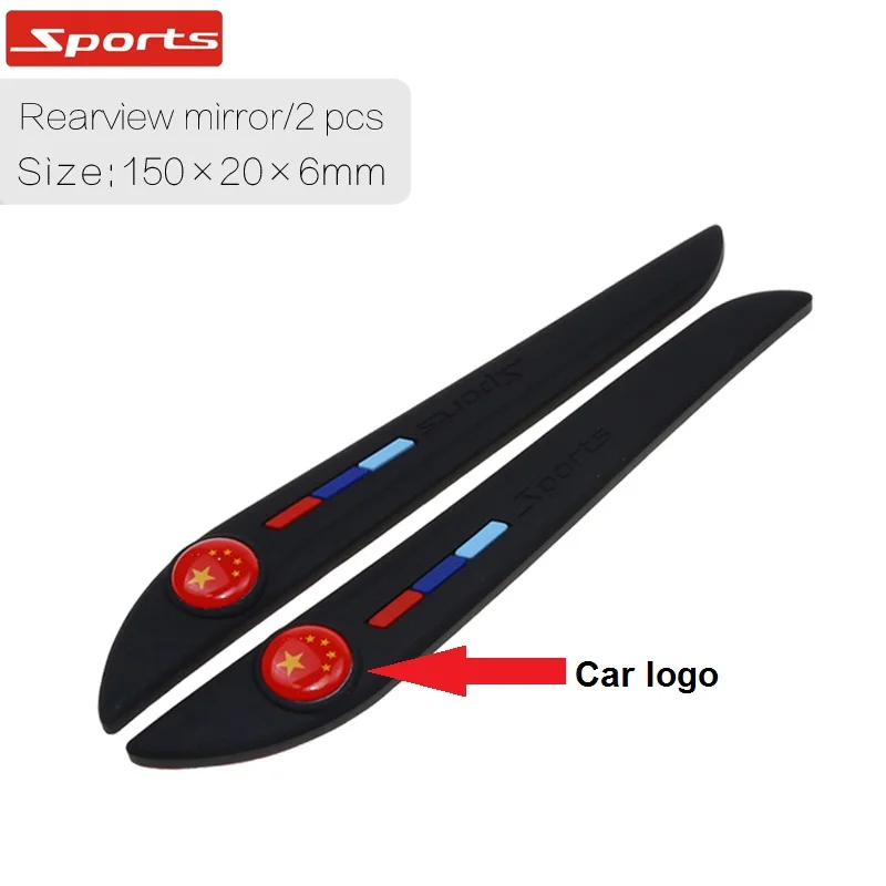 Sports black-2pcs Автомобильная Дверь Зеркало заднего вида анти-столкновения полоски царапины протектор края угловая защита для Nissan Audi peugeot Kia Mazda Skoda и т. Д - Цвет: Sports black-2pcs