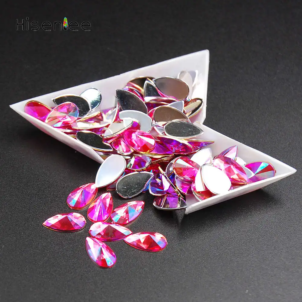 Hisenlee, 8x13 мм, акриловые, плоские с оборота, гематит, кристаллы, блестящие стразы, для использования одежды, украшения дома, сделай сам, 500 шт, драгоценный камень