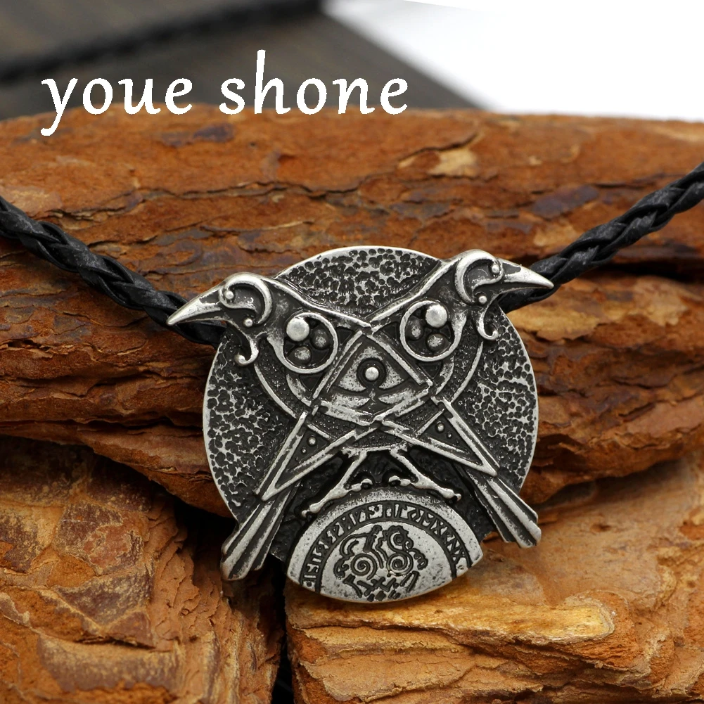 Norse Alknut futark тройной рожок Triskele Huggin Munnin Vikings NordicTalisman Odin's Raven In The Moon Подвеска