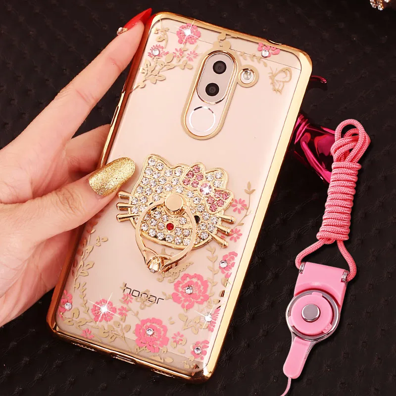 MANDERM huawei honor 6x case luxury brand rhinestone stand holder silicon cover for 6X Mate 9 Lite GR5 2017 |