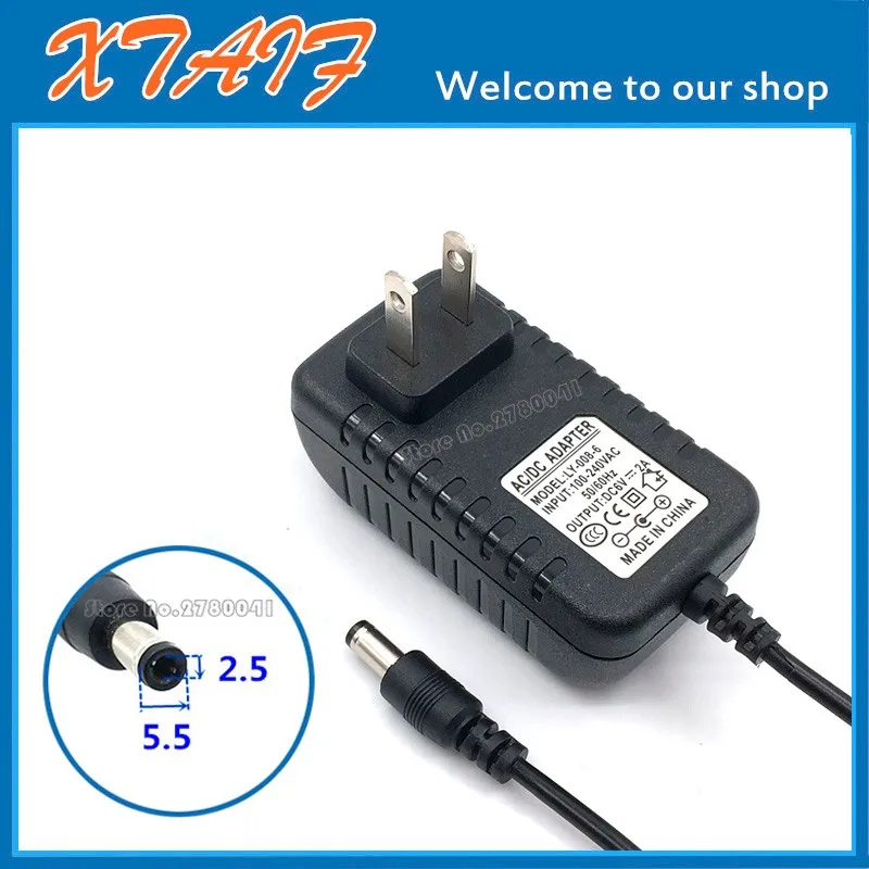 Штепсельная вилка США 6В 2А переменного тока в постоянный ток Сменный адаптер с 2 5