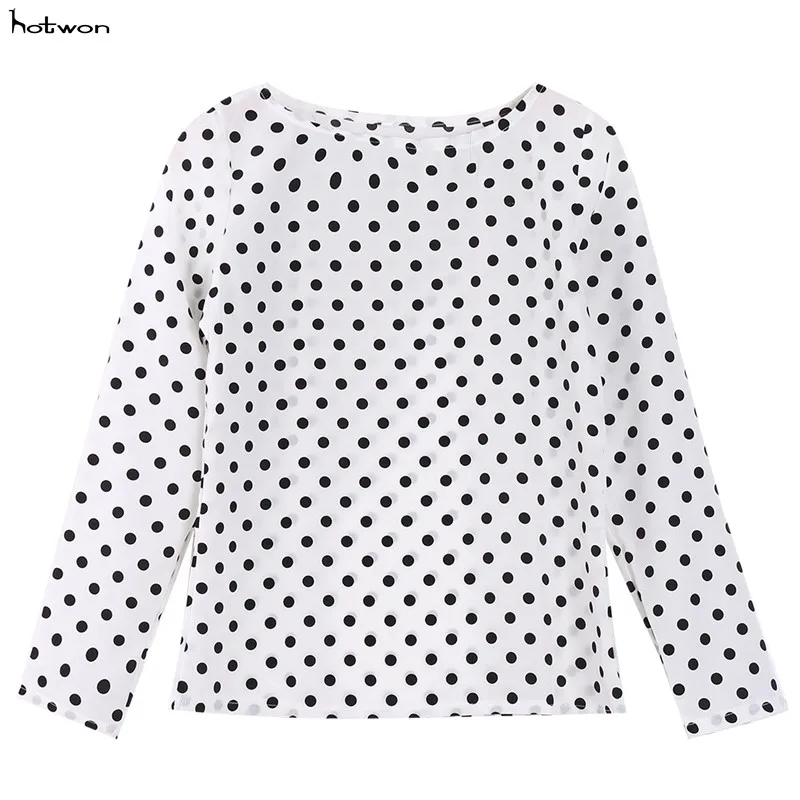 New Hot Sale Women's Loose Long Sleeve Chiffon Casual Blouse Shirt Tops Fashion Dots Blouse