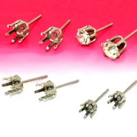 40pcs stainless steel ear stud 4mm 8mm six claw earrings setting blank base diy accessories jewelry findings no fade