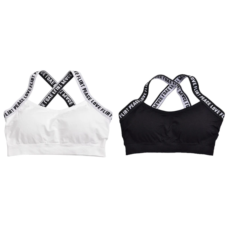 Новое нейлоновое Спортивное нижнее белье для фитнеса lWomen Cross Back с буквенным принтом и широким ремешком нижнее белье
