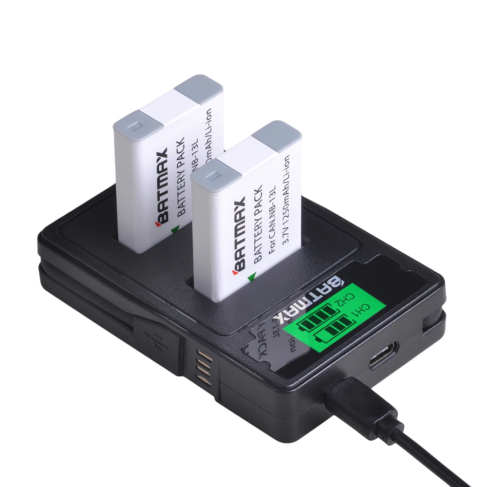 2 шт. NB-13L NB13L NB 13L батарея + ЖК-зарядное устройство USB с Type C для Canon G5X G7X G9X G7 X Mark II SX620 HS