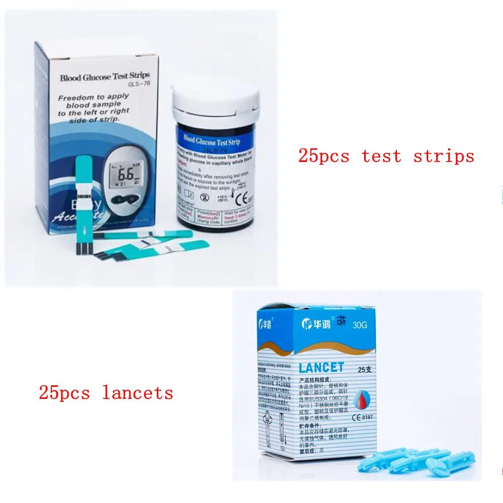 25pcs Tiras reactivas de glucosa RU sangre para тест de glucosa тест-полоски для определения уровня глюкозы в крови, чтобы проверить глюкомтро прибор для контроля уровня сахара в крови при сахарном диабете - Цвет: 25pcs
