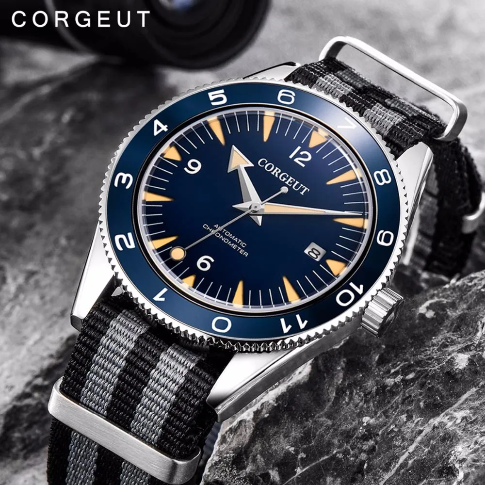 Сапфир механические керамические модные MIYOTA часы lume люксовый бренд corgeut