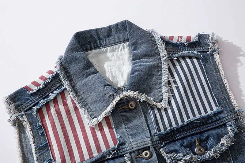 Мужской рваный джинсовый жилет Mcikkny модный в стиле хип-хоп с рукавами пэчворк