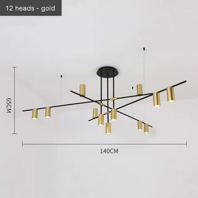 12 Heads-Golden Скандинавский пост-современный нестандартный подвесной светильник ровные цилиндры гостиная столовая спальня индивидуальные подвесные лампы - Цвет корпуса: 12 Heads-Golden