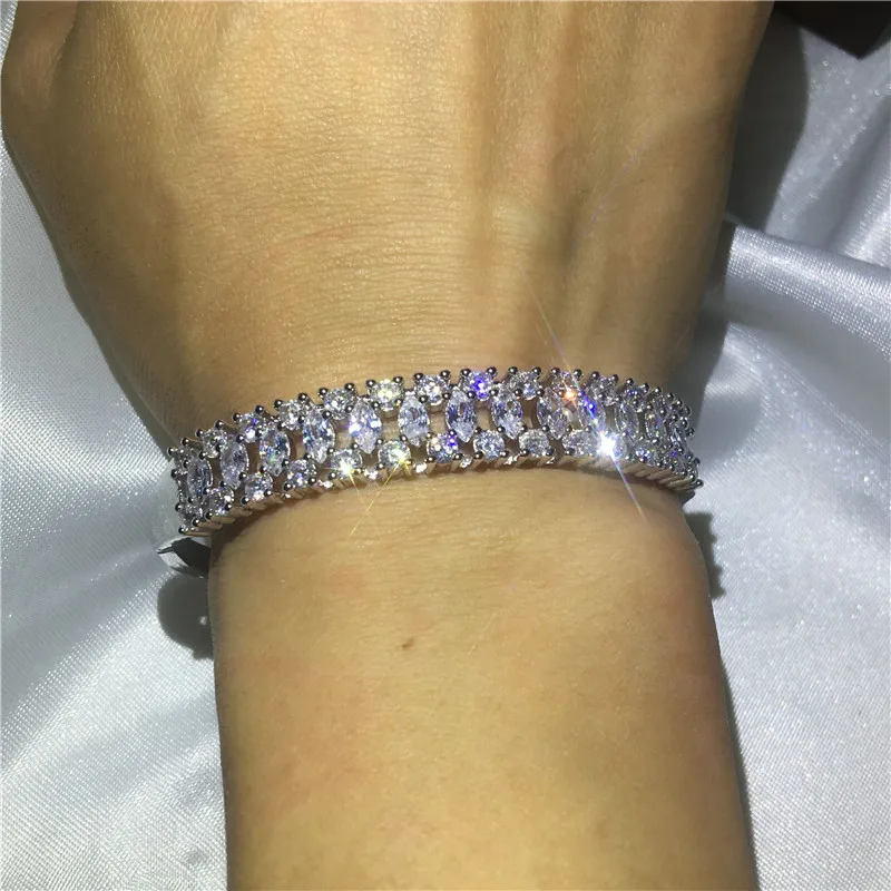 Женские свадебные браслеты с фианитами обручальные ювелирные изделия|Гибкие и