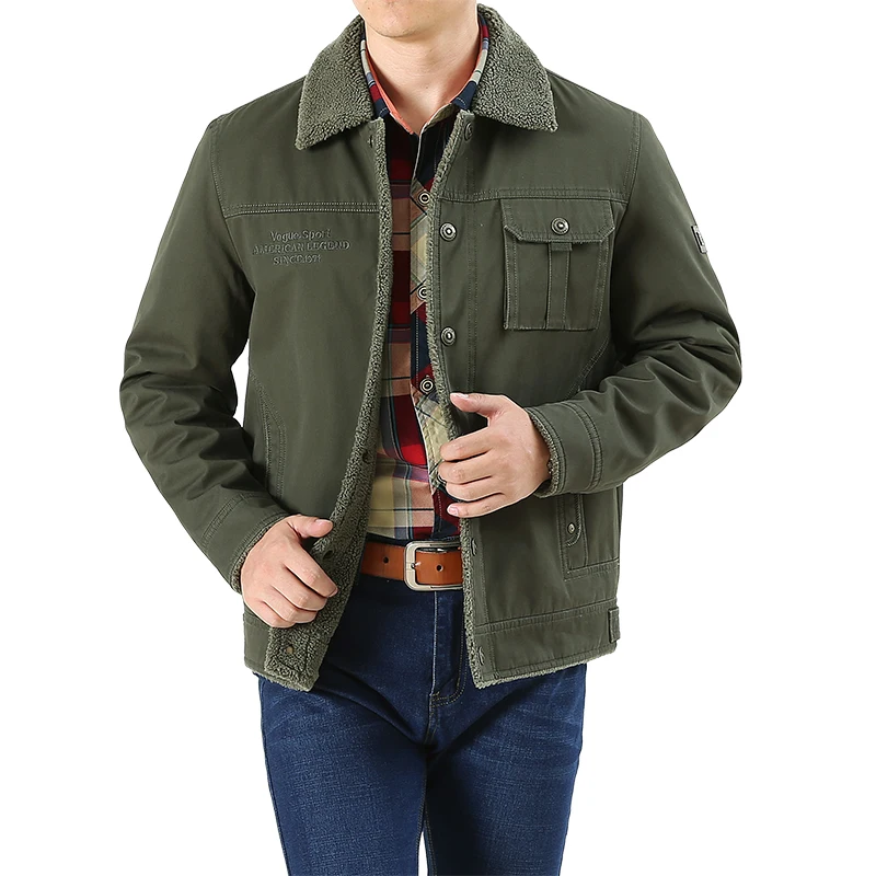 AFS JEEP parka Мужская Толстая флисовая короткая куртка мужская Высококачественная джинсовая военный бомбардировщик зимняя мужская куртка-парка плюс размер 4XL