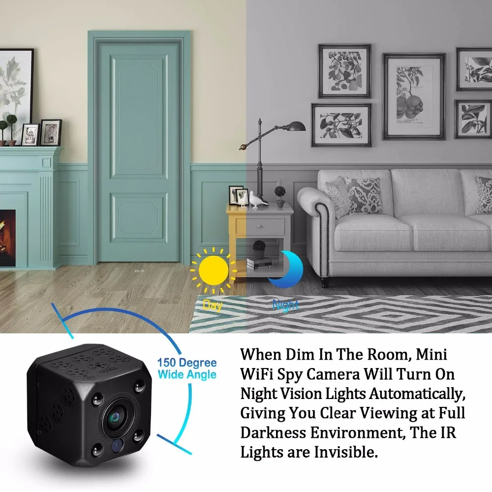 HD 1080 P WiFi мини камера с автоматическим ночным видением няня микро для домашнего