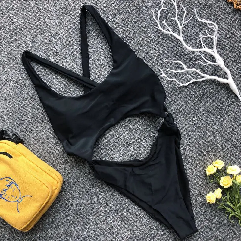 Сексуальный цельный купальник с открытой спиной 2019 Женская сдельная пляжная