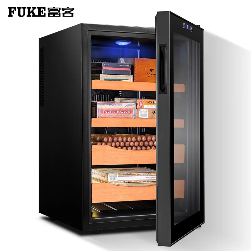 Золотая FK-65C электрическая сигара Humidor увлажнение шкафа 70L Коробка Для Хранения Сигар термостатическая и Постоянная Влажность сигара увлажнение