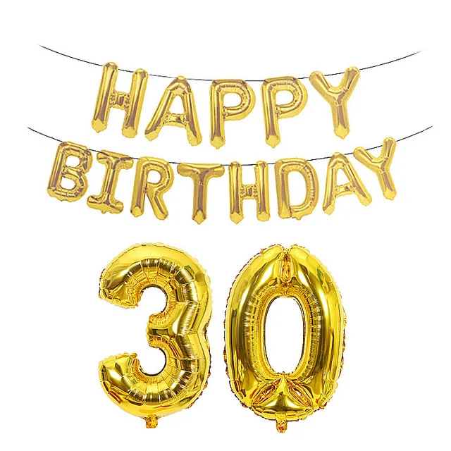 Темно-серый 1 комплект 16 дюймов с надписью Happy birthday шар 18 21 30 40 50 60 день рождения украшения для взрослых розовое золото воздушный шар из фольги вечерние Globos - Цвет: Темно-серый