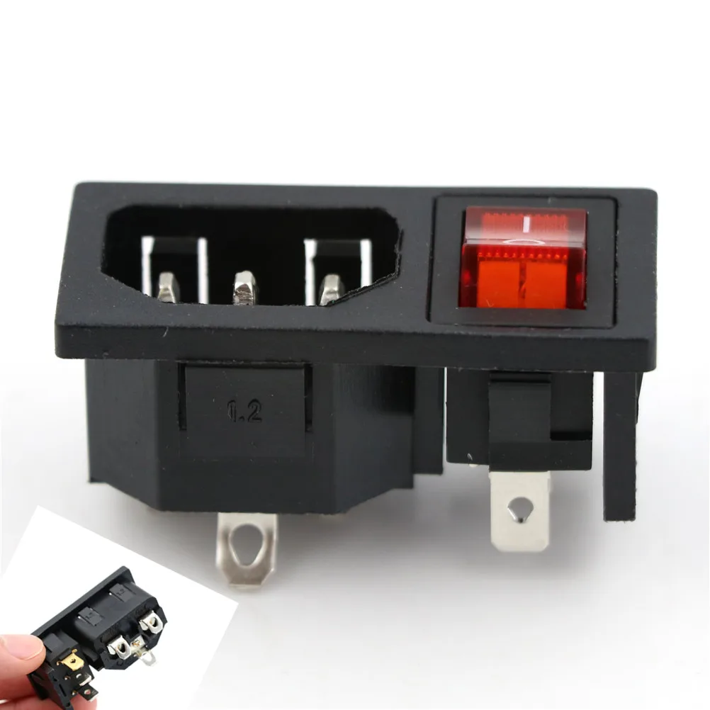1 шт Красный кулисный выключатель с плавким предохранителем IEC 320 C14 на входе