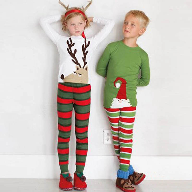 Семейные рождественские пижамные комплекты хлопковые детские пижамы для