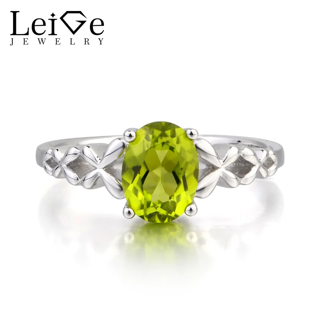Украшения leige предложение кольцо Настоящее натуральное перидот камень рожденных