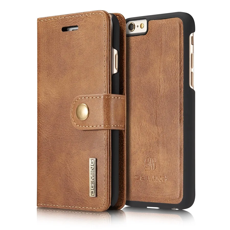 Двойной материал PU с откидной крышкой из натуральной кожи для Apple iPhone 6 6S Съемная