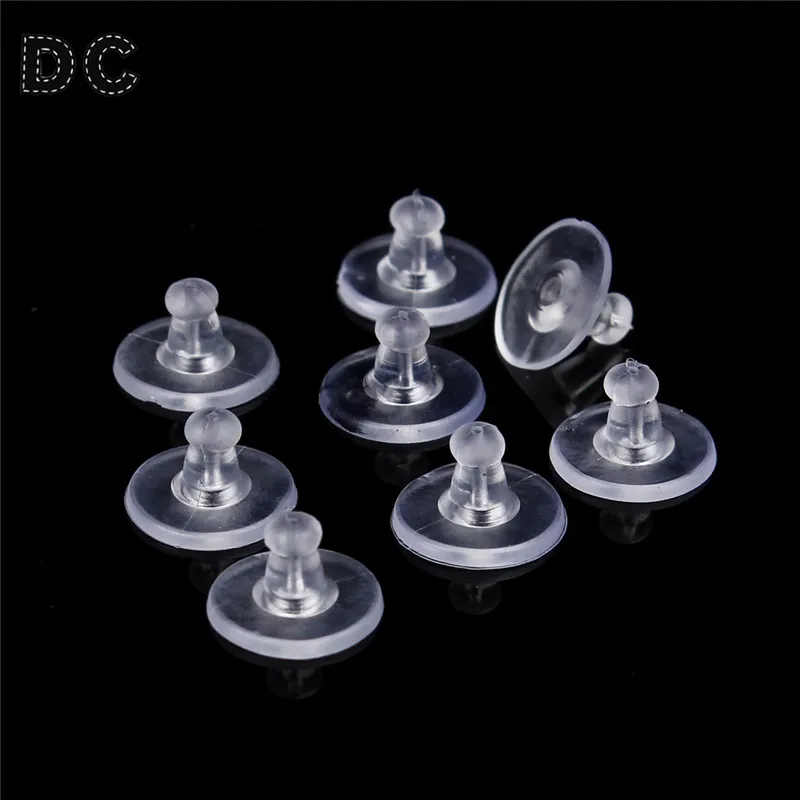 100 шт. Прозрачная силиконовая основа для сережек гвоздиков 11 мм|stud earring backs|earring
