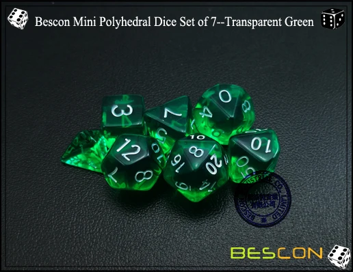 Bescon мини полупрозрачные многогранные RPG игральные кости набор 10 мм, Малый RPG игральные кости набор D4-D20 в трубке упаковка, Ассорти Цветной из 42 шт