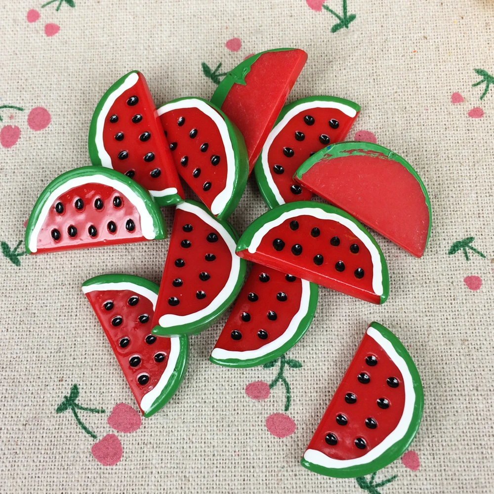 10Pieces Flat Back Resin Cabochon Artificial Fruit Watermelon DIY Decorative Craft Embellishment Accessories:17*35mm | Дом и сад