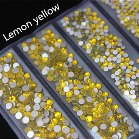 Lemon yellow Micui 1440 шт, SS3-SS10, Микс, 6 размеров, AB кристаллы, стеклянные стразы, блестящий кристалл, не исправление, стразы для украшения ногтей MC992 - Цвет: Lemon yellow