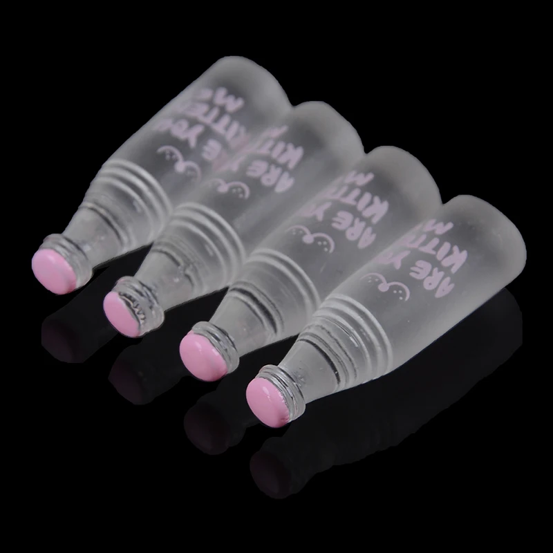 

4pcs Mini Mineral Water Drink Bottles Doll House Miniature Toy Doll Food Kitchen living Room Accessories Kids Gift Pretend Toys