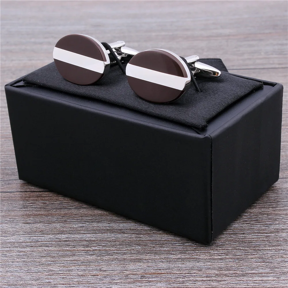 Очаровательные кофейные эмалированные манжеты на пуговицах для мужчин