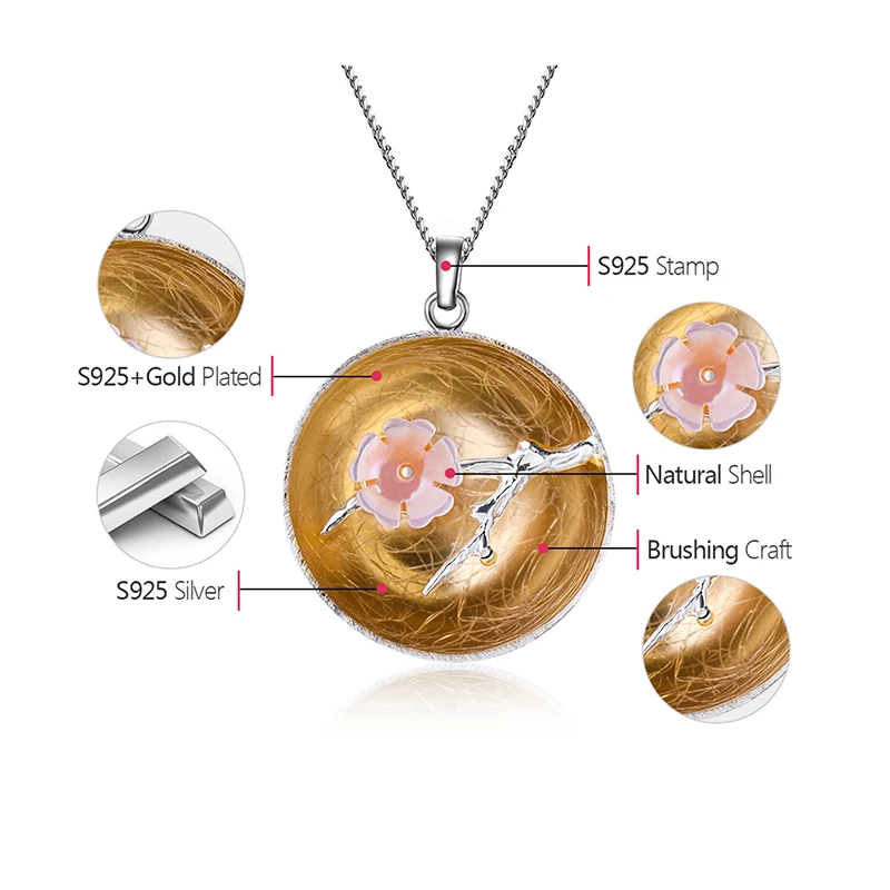 Lotus Fun реальные 925 Серебро Природный Shell ручной Fine Jewelry аромат Wintersweet кулон без