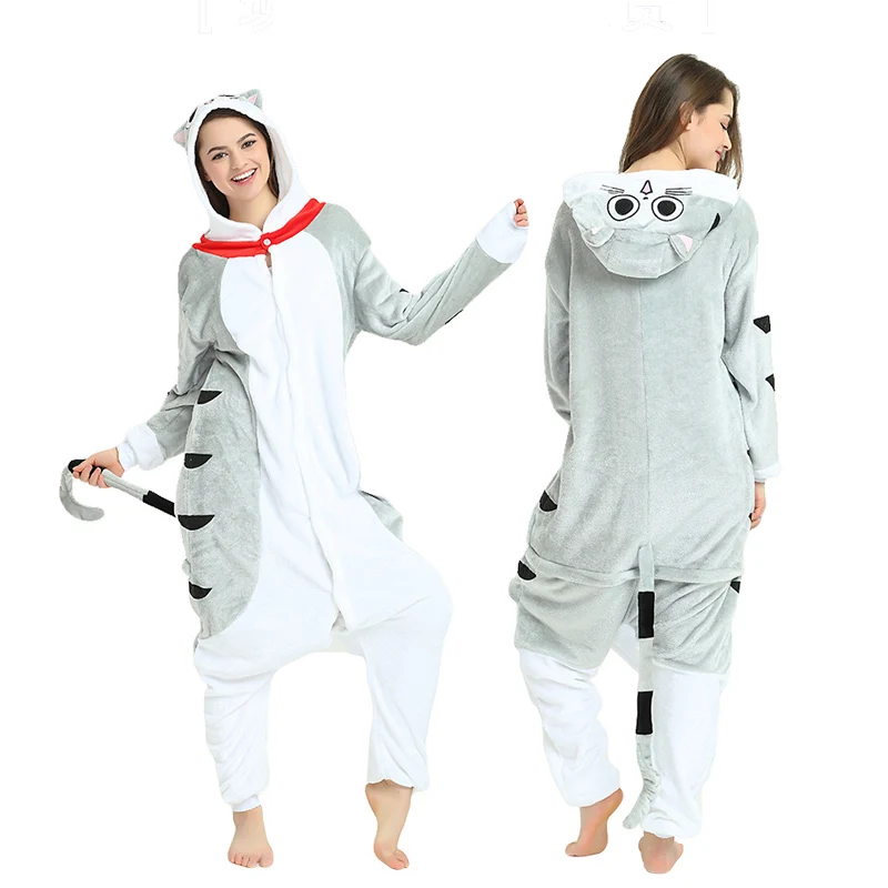 Фланелевый Комбинезон кигуруми с милым котом и сыром для мужчин Пижама комплект