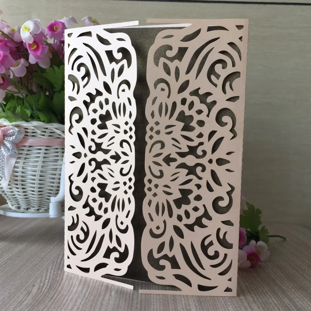 

50Pcs New Arrived Laser Cut Pearl Paper Event Supplies Decoration Romantic Party Birthday Business Wedding Invitation Card