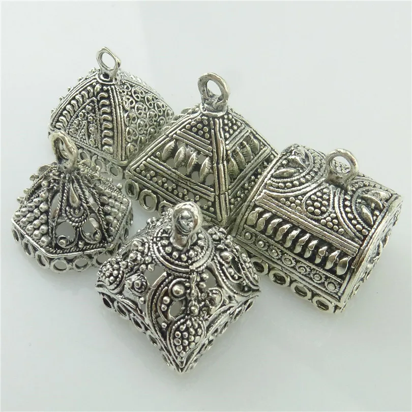 Винтажный квадратный кулон в форме лепестка с бусинами 5 кратный микс|filigree pendants|f
