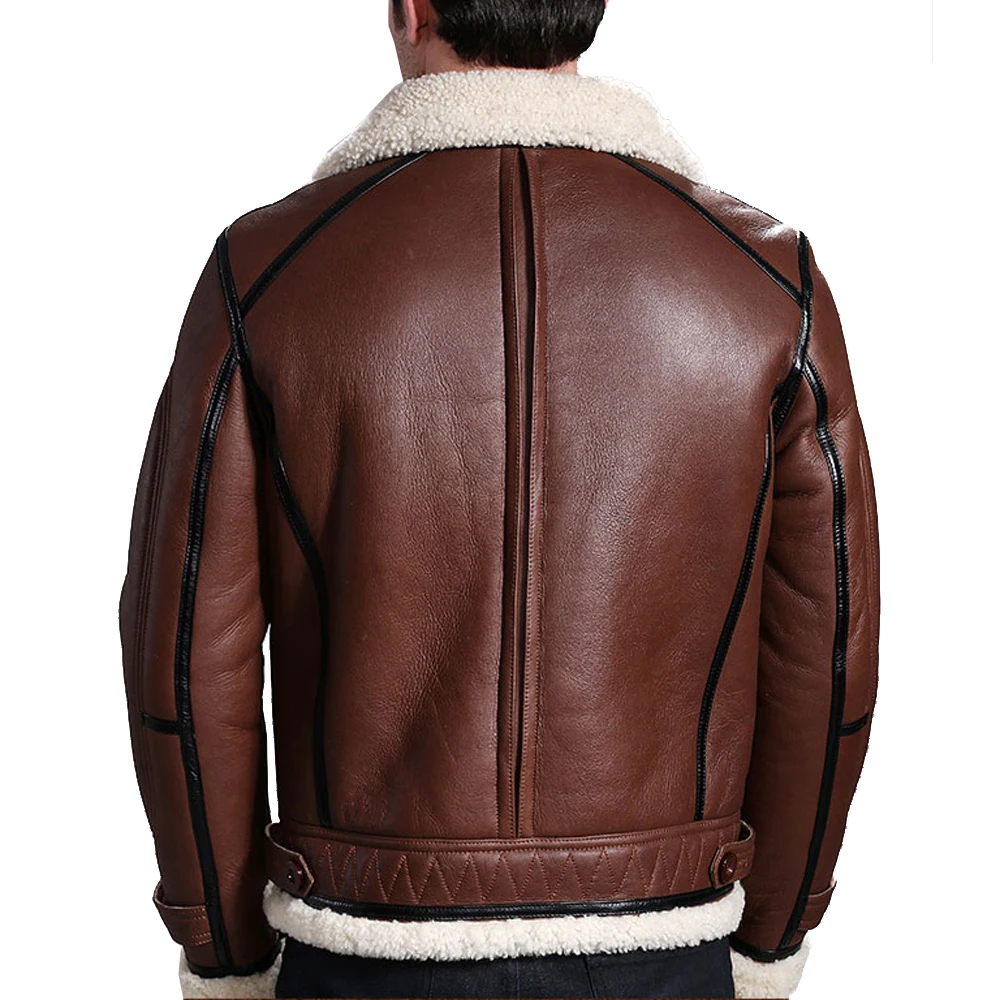 Толстая теплая овечья шерсть мех мужская одежда из натуральной кожи шуба