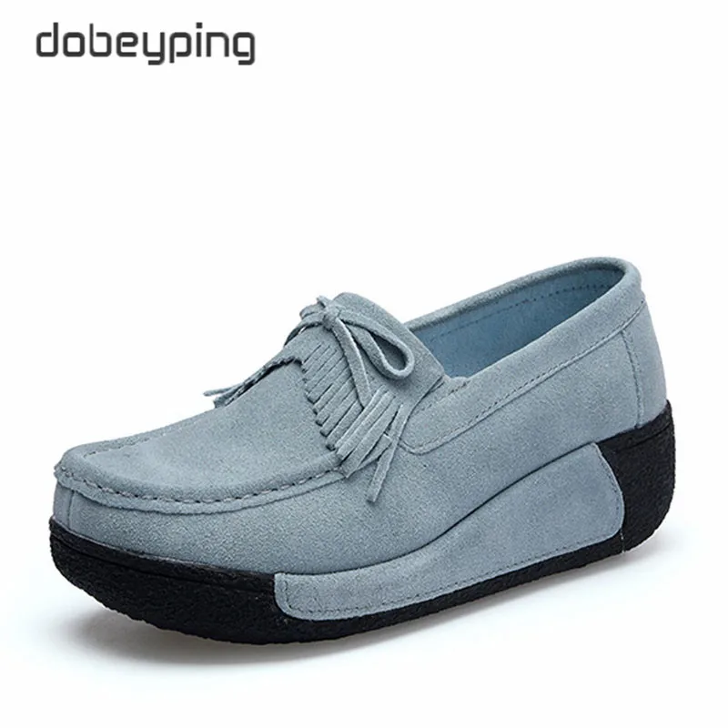 Tassel Gray Новинка года; Повседневная замшевая кожаная обувь; женская дышащая Летняя обувь на плоской платформе; женские лоферы; мокасины; женские кроссовки - Цвет: Tassel Gray