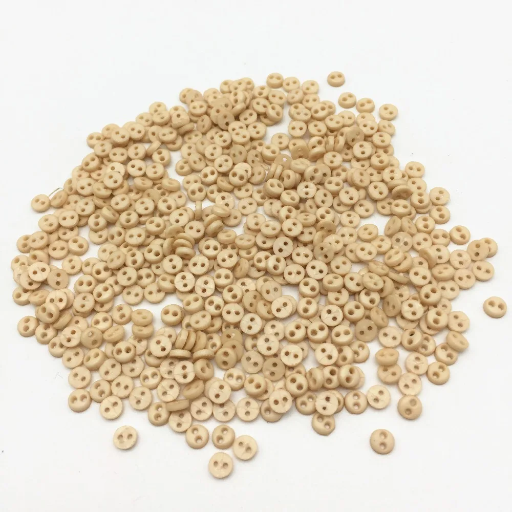 

500pcs Beige Color 4mm Tiny Buttons Plastic Round 2 Holes Doll Clothing Button Embellishments DIY Sewing Scrapbooking Accessory