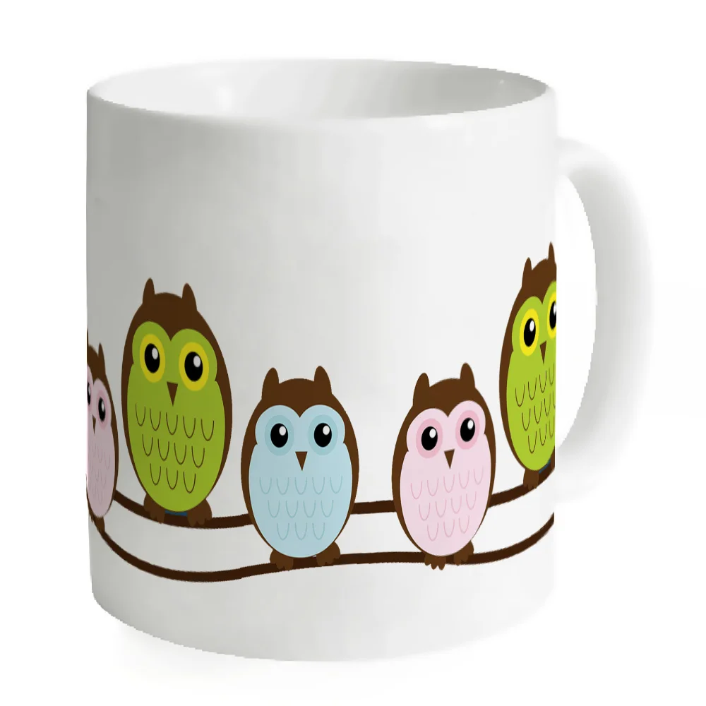 Творческий Керамика красочным узором Сова Кофе кружка Чай молоко Чашки белый 11