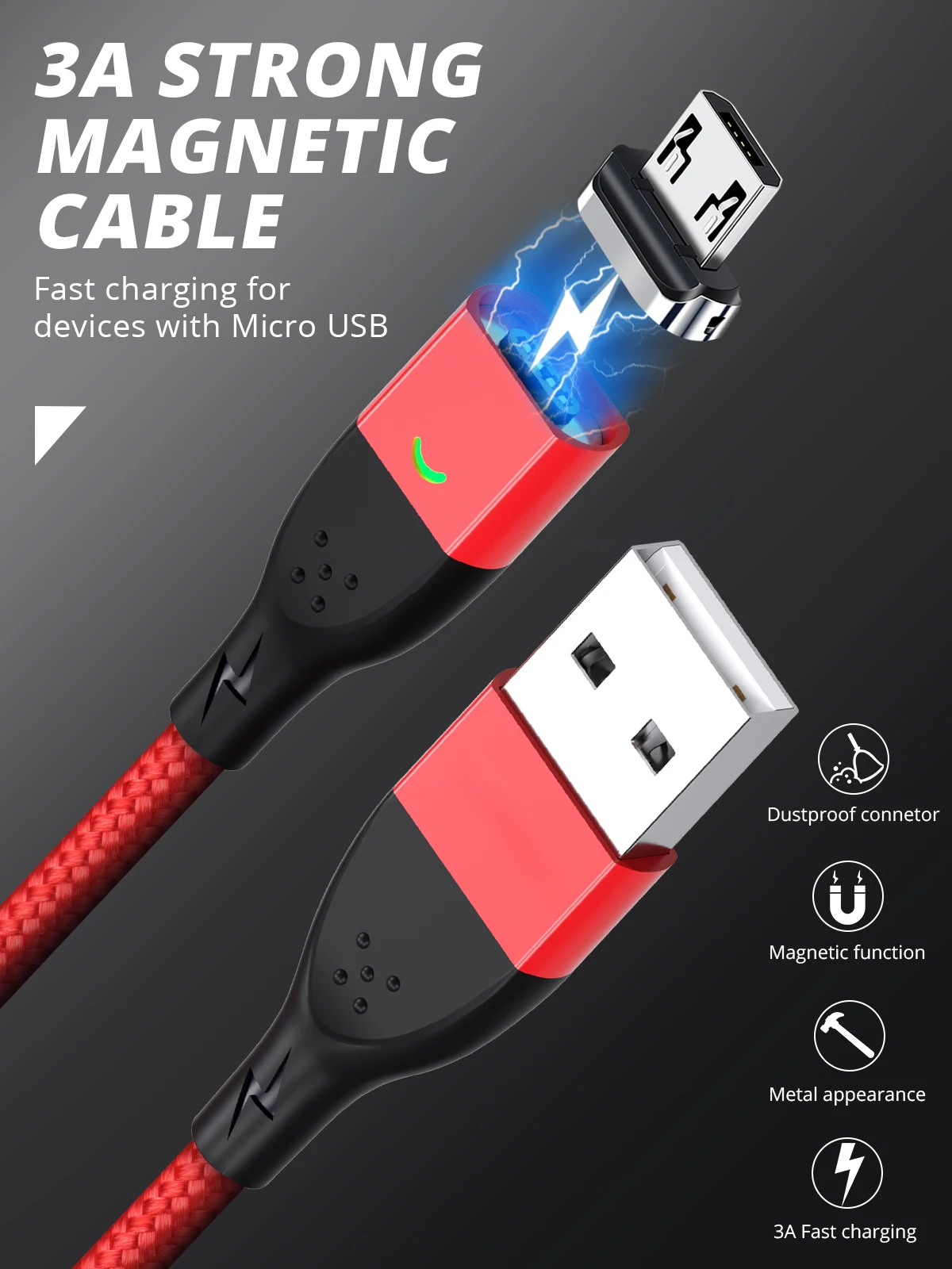 ANMONE usb type C Магнитный кабель Micro USB шнур для быстрой зарядки 1 м 2 м светодиодный индикатор синхронизации данных Магнитный зарядный провод для мобильного телефона