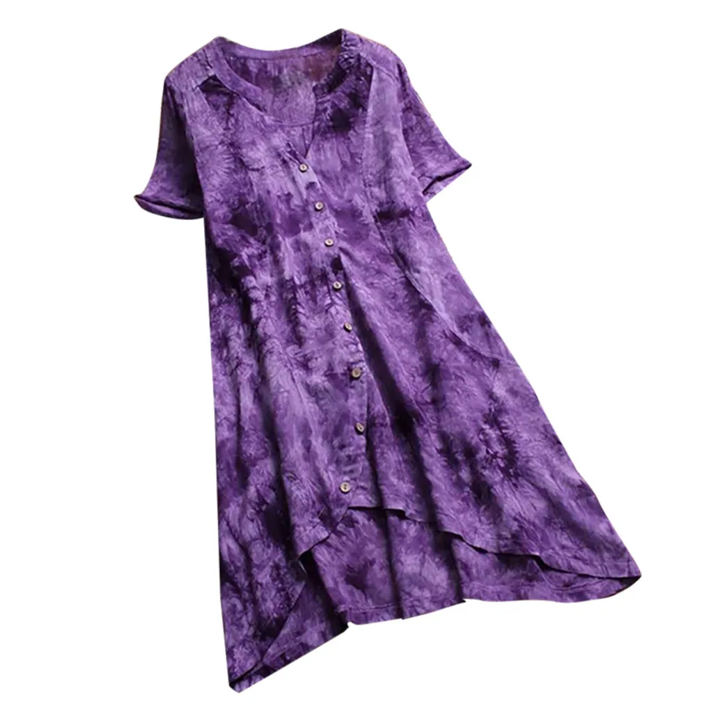 Женское платье большого размера с принтом однотонное комфортное свободное