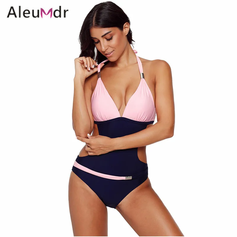 Aleumdr цельный купальник женский сексуальный с открытой спиной Холтер Цельный